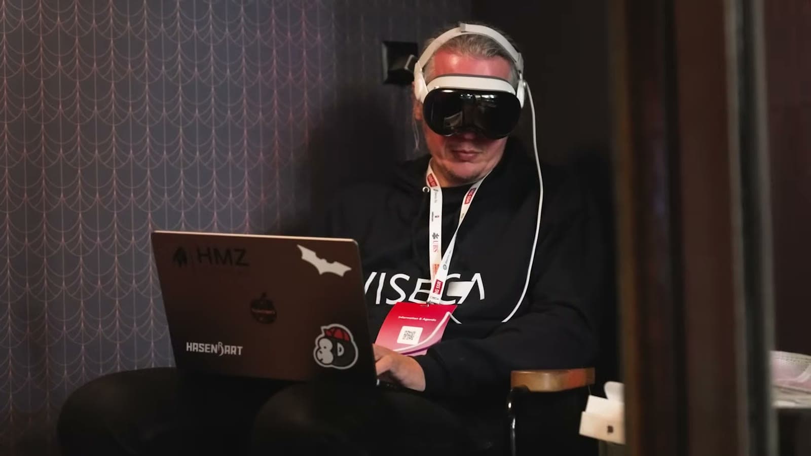 Participant demoing a project with a mixed-reality headset